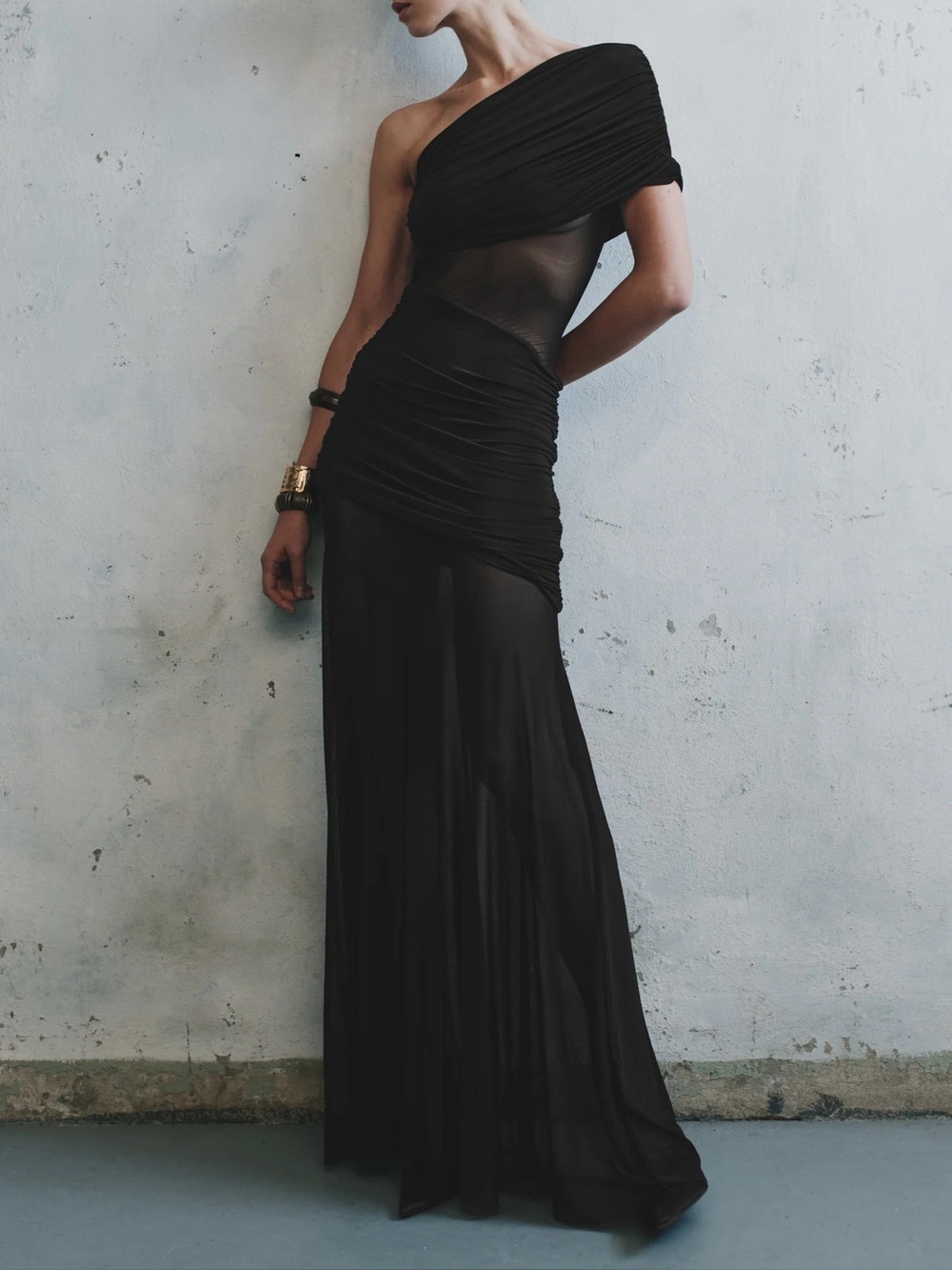 Meshki DALLAS One Shoulder Mesh Maxi Dress